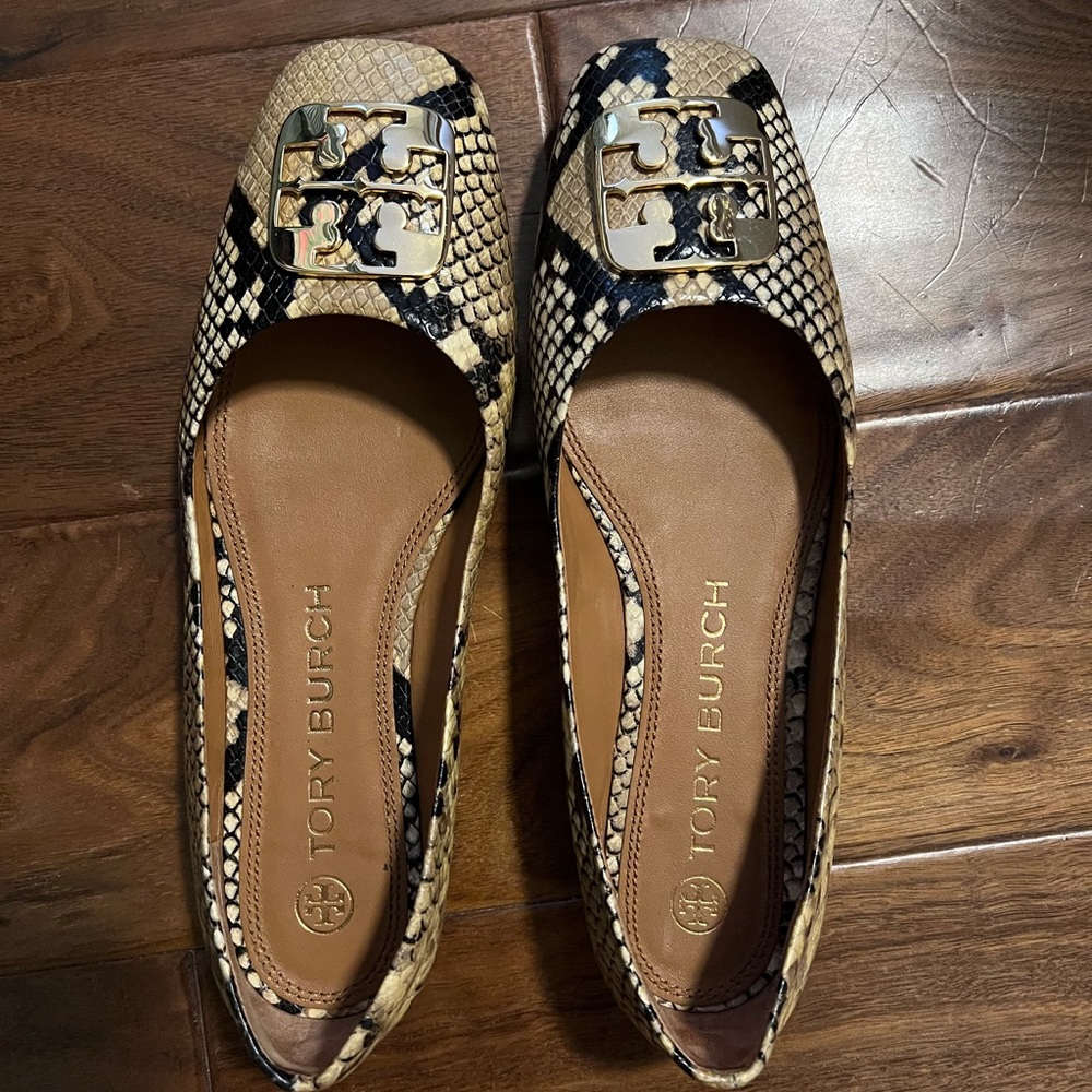 EEUC TORY BURCH GEORGIA SNAKE BALLET FLATS 8